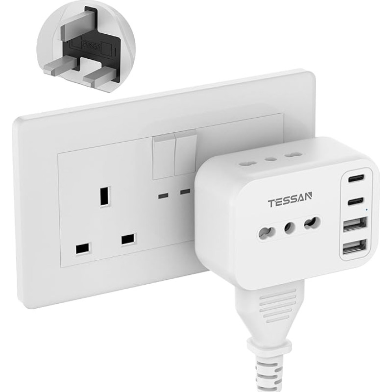 TESSAN Reiseadapter USA Stecker mit 2 USB C und 2 USB A