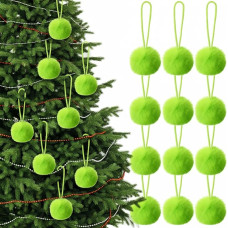 Geiserailie 12 Pack Furry Christmas Baubles for Christmas Tree, 2.3 Inch Fluffy Christmas Baubles Ornaments Soft Pompom Balls Hanging Decorations for Party Decoration Christmas Wreath