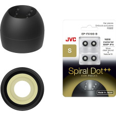 JVC EPFX10 spiralinių taškinių ausinių antgalių rinkinys - (4) ausų antgalių dydžiai nuo mažo iki didelio tinka daugeliui JVC modelių (mažas), juodas