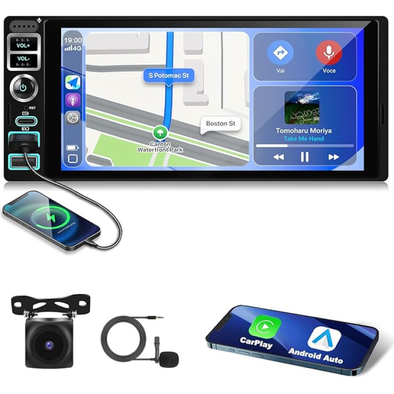 4+64G Motorsi 1 DIN automobilinis radijas su belaidžiu 