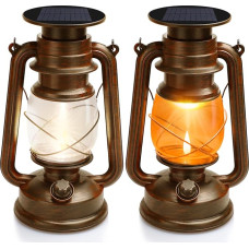 Solar Lantern Outdoor 2 Pack Solar Lantern Garden LED Storm Lamp Two Lighting Modes Decorative Lantern Waterproof for Porch Patio Yard Garden Camping