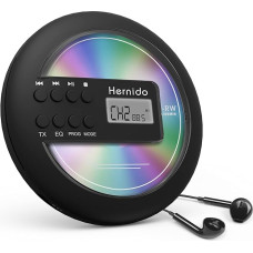 Portable Car CD Player, Compact CD Player with FM Transmitter, USB Rechargeable Discman with Headphones, Shockproof/Continuous Playback Walkman CD Player