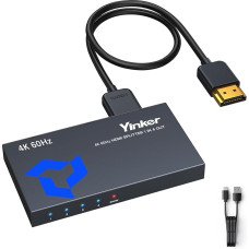 4K60Hz HDMI skirstytuvas 1 į 4 išėjimus su 1,5 m HDMI kabeliu, HDMI skirstytuvas 4 monitoriams, tik veidrodinis režimas HDMI 2.0, 4:4:4, 30 bitų, HDCP 2.2, 18 Gbps USB-C maitinimo šaltinis