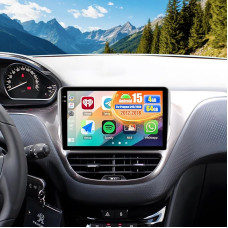 OiLiehu 4G + 64G Android 15 automobilinis radijas Peugeot 208/2008 2012-2018 CarPlay Android automobilinis 10,1 colių automobilinis radijas su IPS ekranu Bluetooth GPS FM RDS WiFi Mirror Link SWC EQ atbulinės eigos kamera
