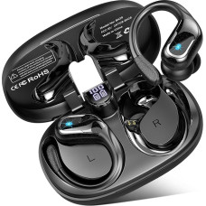 Rinsmola Bluetooth 5.4 Kopfhörer Sport, 75Std Kopfhörer Kabellos Bluetooth 4 HD ENC Mic, Bluetooth-Kopfhörer HiFi Immersive Sound, IPX8 Wasserdicht Ohrhörer für iOS Android, Dual LED Comfort Ohrhaken