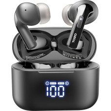 TOZO T20 Headphones Wireless Bluetooth 5.3 Bluetooth Headphones IPX8 Waterproof In-Ear Earphones with LED Display, App Control, 48.5 Hours Battery Life, Dual Mic Noise Cancelling Headphones - Black