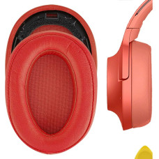 GEEKRIA 2 x Red Memory Foam Leather Earpad Replacement for Sony MDR 100ABN WH H900N