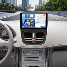 CAMECHO 4+128G Android 15 Wireless Carplay Autoradio für Peugeot 207 2006-2010 mit Android Auto, 9 Zoll Bildschirm mit GPS WiFi 32EQ Bluetooth FM/RDS SWC +Rückfahrkamera+MIC