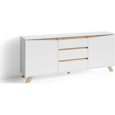 byLIVING Valentine Sideboard / Chest of Drawers Artisan Oak Light Brown with White / Cabinet with 2 Doors and 3 Drawers / Scandi Style / Handle-less / W 180 x H 80 x D 38 cm