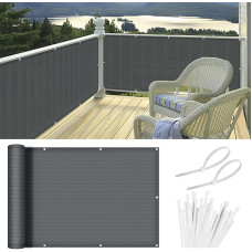 HENG FENG Balcony Privacy Screen, 0.9 x 6 m, HDPE Balcony Cladding, Weatherproof, UV Protection, Breathable, with Cable Ties, Anthracite