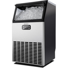 EUHOMY Commercial Ice Cube Maker 45kg/24h Stainless Steel Undercounter Ice Maker with 15kg Ice Storage Capacity Freestanding Ice Maker with Timer Ideal for Bars, Beverage Shops and Large Celebrations