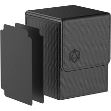 Pulchra Trading Card Box with 2 Dividers for 100+ Cards, Deck Box - Card Holder for Playing Cards for Collecting and Exchanging - Cube Design (Black)