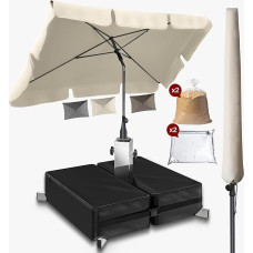 4smile Rectangular Parasol 200 x 125 cm, Set of 3 – Balcony Parasol with Stand and Cover, Sun Protection Balcony – Balcony Umbrella in Beige