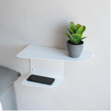 MILUKA Naktinis staliukas baltas metalinis 2 vnt. 40 x 20 cm pakabinamų naktinių staliukų miegamajame ir vaikų kambaryje Idealiai tinka kaip naktinis staliukas, sieninė lentyna ar lentynėlė