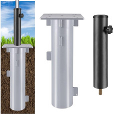 SLIIMU Universal Metall Bodenplatte für Ampelschirme, Sonnenschirmständer für Sonnenschirm, Bodenhülse für Kurbelschirm, Sonnenschirm-Schirm-Ständer, zum Einbetonieren (Silber-1)