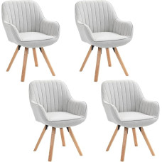 MEUBLE Cosy Swivel Dining Room Chairs, Set of 4, Kitchen Chairs, Upholstered Chairs, Swivel Chairs with Armrest, Armchair, Make-Up Chair, Made of Fabric, Solid Wood Legs for Dining Room, Living
