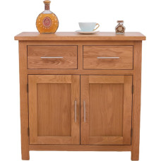 Maža ąžuolinė komoda su 2 stalčiais ir spintele, ąžuolinė komoda su reguliuojamomis lentynomis, plati komoda, spintelės svetainei ir miegamajam