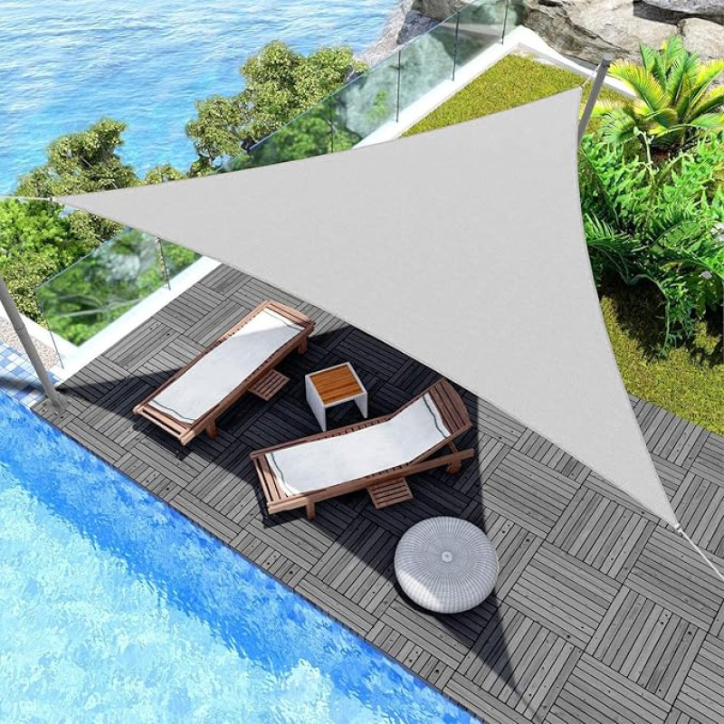 JAMATA Trikampė saulės burė, 3 x 3 x 4,30 m, atspari vandeniui ir apsauganti nuo UV spindulių, aukštos kokybės Oksfordo audinys, ideali apsauga nuo saulės terasoje, sode ir balkone, įskaitant tvirtinimo virves ir D formos žiedus, lengva montuoti
