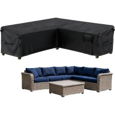 GOOGO Sodo baldų dangtis, atsparus vandeniui, 215 x 215 x 87 x 80 cm, 420D Oksfordo audinio dangtis, sodo baldams, atsparus žiemai, su vėdinimo angomis, sagčių dirželiais ir reguliuojamu raišteliu, saugus nuo vėjo