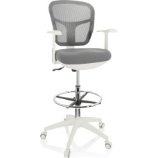 hjh OFFICE Top Work 760009 Darbo kėdė 108 W Tinklelio Ergonominė stalinė kėdė su žiedine atrama kojoms Pilka/balta