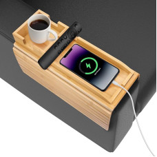 Sofa Arm Tray Bamboo Sofa Arm Tray Table Bamboo Couch Cup Holder Foldable Bamboo Tray with Drink Holder Couch Arm Rest Chair Tray for Snacks, Phones, Remote Controls and