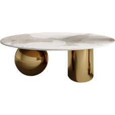 Couchtisch-Set mit Marmorplatte und Metallsockel, modernes abstraktes Design für Wohnzimmer, Mittelstück