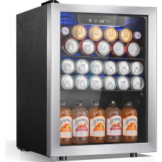 Antarctic Star Getränkekühlschrank mit einer Kapazität von 68 Dosen oder 16 Flaschen mit nahtloser Glastür, digitaler Steuerung und leisem Kompressor, Mini-Kühlschrank nicht