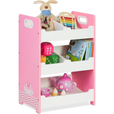 Relaxdays Children's Shelf, H x W x D: 60 x 42.5 x 30 cm, 5 Compartments, MDF, Storage Shelf, Children's Room, Toy Shelf, White/Pink