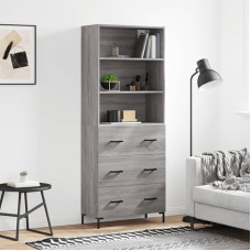 Aukšta lenta, pagaminta iš medžio medžiagos 69,5 x 34 x 180 cm Pilka Sonoma aukšta spinta Svetainės spinta Medinė vitrina Svetainės valgomojo spinta Virtuvės spinta Sandėliavimo spinta