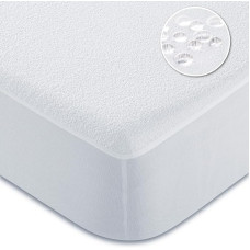 CandidoPenalba Mattress Protector Waterproof Terry Cloth Soft Microfibre Cover Anti Dust Mite Bed Protector 150 cm Oekotex 150 x 190/200 cm White