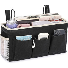 IGNPION IGPUK0584 Patalynės prie lovos saugojimo krepšiai su metaliniais kabliukais, reguliuojama juosta, bendrabučio kambario lovos organizatorius, universalus krepšys namams, biurui, mokyklai, ligoninei