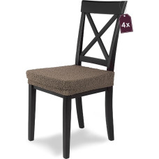 Scheffler Home Stretch Chair Cover Jacquard Lea/Chair Cover Set of 4 Elastiniai kėdžių dangteliai Taupe/Seat Cover Valgomojo kambario kėdė/Elegantiški sėdynių dangteliai kėdėms Tinka kaip biuro kėdės dangtelis