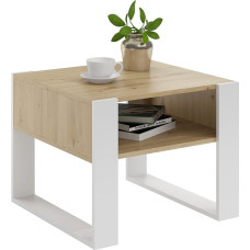 MATKAM KAJA kavos staliukas H 50 x W 60 x D 63,6 cm, atvira lentynėlė po stalviršiu, kojos, svetainės kavos staliukas Modernus svetainės staliukas Universalus (Artisan Oak White)