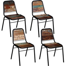 vidaXL 4 pcs Kitchen Dining Dinner Chairs Seat Furniture Solid Reclaimed Wood