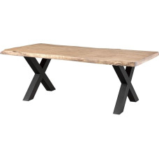 MASSIVMOEBEL24.DE Freeform 5 Mango medienos medžio stalas, smėlio spalvos lakuotas, antracito matinės X formos kojelės, 240 x 100 x 77 cm, medžio masyvo stalas, lazdele, valgomojo stalas