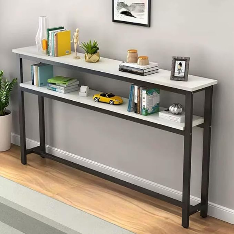 Sofos vidinis užvalkalas Langer Konsolentisch, Sofatische Hinter Der Couch 80 120 140 180 cm - Hitzebeständige Konsolentische Aus Holz Für Wohnzimmer, Technikraum, Küche(White,90x15x80cm/35x6x31in)