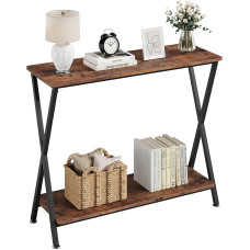 Konsolentisch, Beistelltisch, moderner Sofatisch mit Ablage,Schmaler Beistelltisch mit Metallgestell,Vielseitig als Sofa,Fluroder Couchtisch,Für Wohnzimmer,Schlafzimmer Diele,Vintagebraun,105×30×81cm