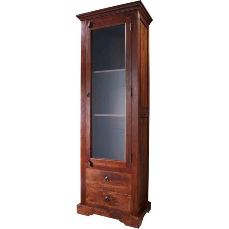 MASSIVMOEBEL24.DE Oksfordo akacijos vitrina 65 x 44 x 191 cm Spalva: Spalva: tamsiai ruda lakuota Dydis: 65 x 44 x 191 cm (plotis x gylis x aukštis)