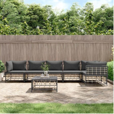 3-TLG. Garten-Lounge-Set mit Kissen Anthrazit Poly Rattan für Terrasse, Outdoor-Lounge-Set Poly Rattan als Gartenmöbel-Set Anthrazit