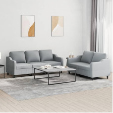 3201834 2 dalių sofos komplektas su pagalvėlėmis, šviesiai pilkas audinys, poilsio sofos, sofos ir kušetės, poilsio sofa, svetainės sofa, sofa su - 3201834