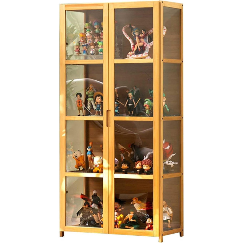 Vitrinos stiklinės durys, stiklinė vitrina, 4 akrilo sluoksnių stiklinė vitrina svetainei, miegamajam, biurui, kolekcionieriaus vitrina, pagrindinė spalva 62 x 33 x 130 cm