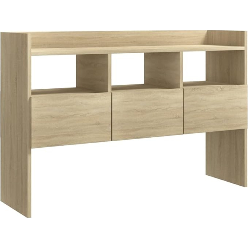 vidaXL Sideboard with 3 Drawers 3 Compartments Chest of Drawers Sideboard Cabinet Side Cabinet Multi-Purpose Standing Cabinet Sonoma Oak 105 x 30 x 70 cm Wood Material