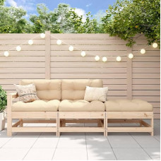 Modulares Gartensofa Kiefernholz als Garten-Ecksofa aus Massivholz Kiefer für die Terrasse mit massivem Kiefer Gartenmöbel Set in Latten-Design 3 STK.