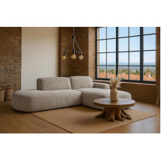 Kaiser Möbel - Ecksofa mit Wohnlandschaft, Eckcouch L-Form, Sofa 3-sitzer, Polstersofa, Bequemes Couch mit Ottomane für Wohnzimmer, Relaxsofa, Stilvolles Cord Poso, Cursal Atelier, Dunkelbeige, Rechts