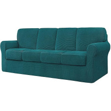 Elastinis sofos komplektas sofai, su kilimėliais ir nosinaitėmis, karštas, Spandex-Stoff, juodos spalvos, 4 dalių (240 x 290 cm)