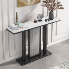 Generisch Schmaler, moderner Konsolentisch mit goldenen Akzenten, 140 cm (55,1 Zoll), idealus Wohnzimmer, Flur und Eingangsbereich. Kompaktes Möbelstück, stilvolle Wohndekoration.