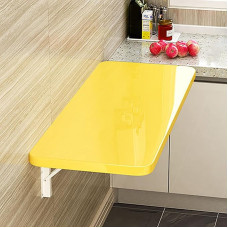 Schwebender Klapptisch für Zuhause, Bar, Büro, Schlafzimmer, Küche, Esszimmer, platzsparendes Design, multifunktionale Wandhalterung, Gelb
