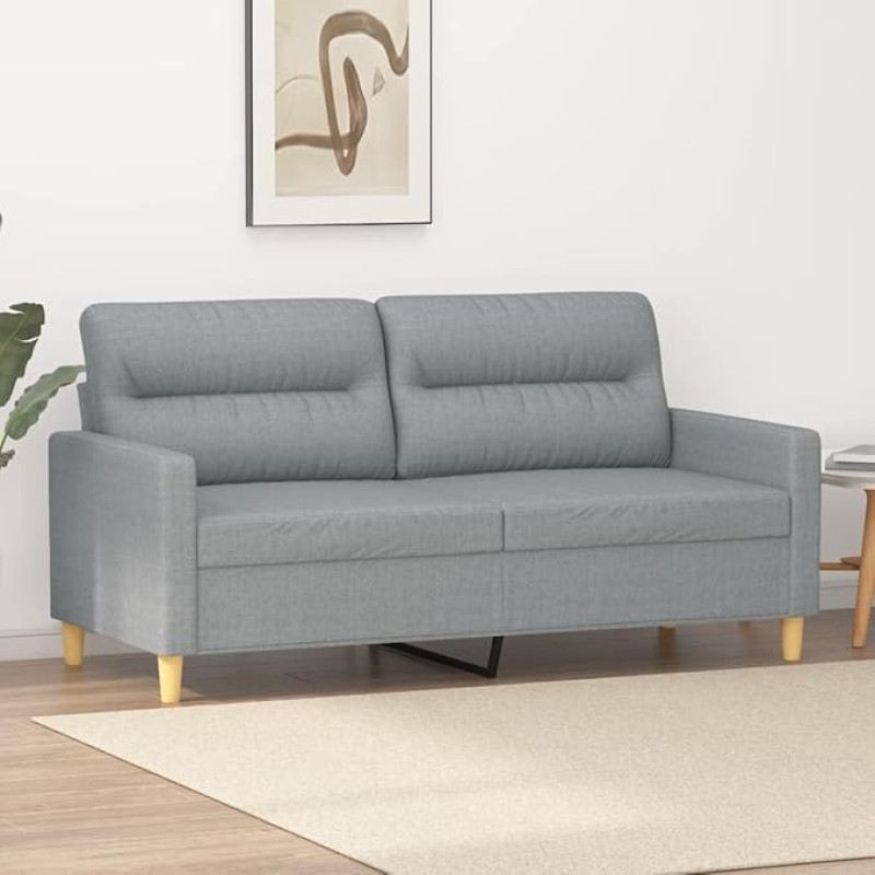 Šviesiai pilka, 158 x 77 x 80 cm, 2 sėdimų vietų sofa, medžiaginis užvalkalas, moderni kompaktiška sofa su metaliniu rėmu, skirta svetainei, prieškambariui ar miegamajam