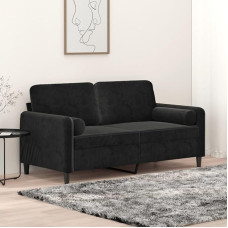 3200886 2 vietų sofa su dekoratyvine pagalvėle Sofa-lovos kampinis svetainės kampas Sėdimoji sofa juoda 140 cm Velvetas