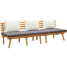 Garten-Tagesbett 200x65 cm Lauko gultas aus massivem Akazienholz mit höhenverstellbarem Kopfteil und dick gepolsterten Kissen für Terrasse Garten Balkon Loungebereich